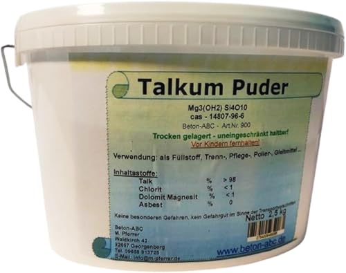 2,5 kg Talkum Puder im Eimer, Magnesiumsilikat, Talk Asbestfrei