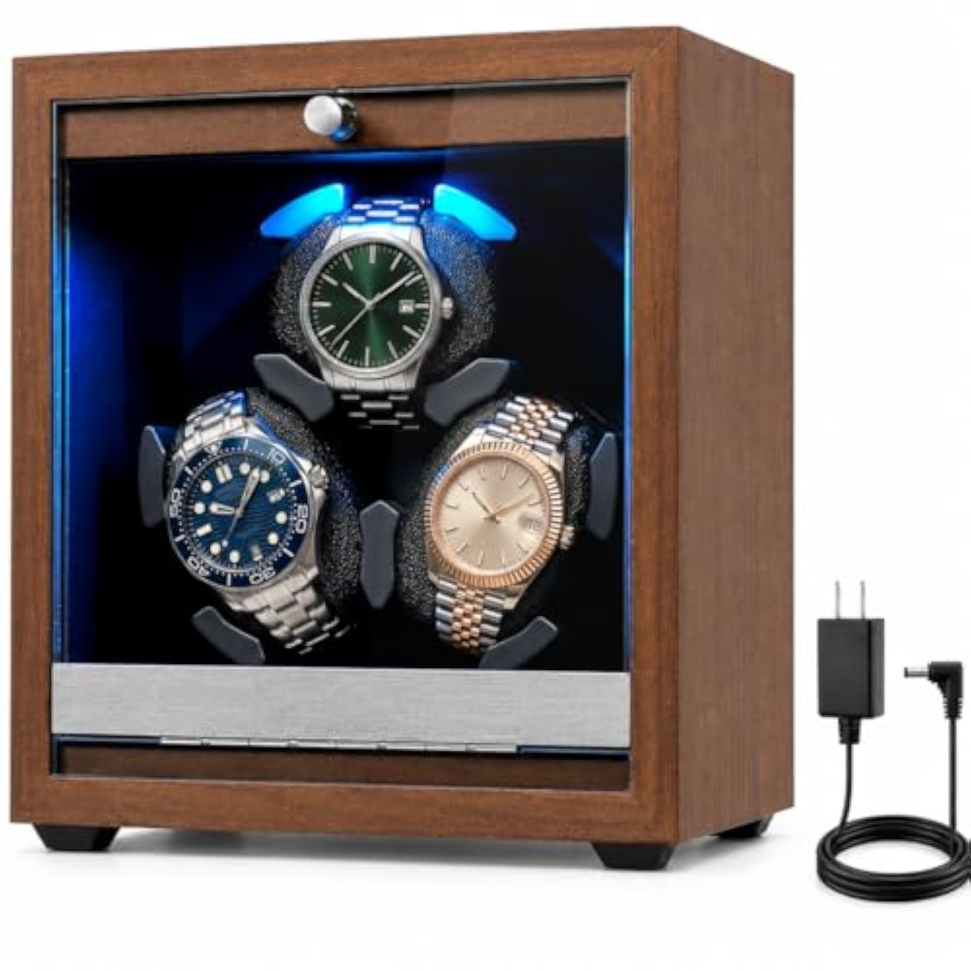 Watch Winder for Automatic Watches with LED Light, 4 Rotation Modes