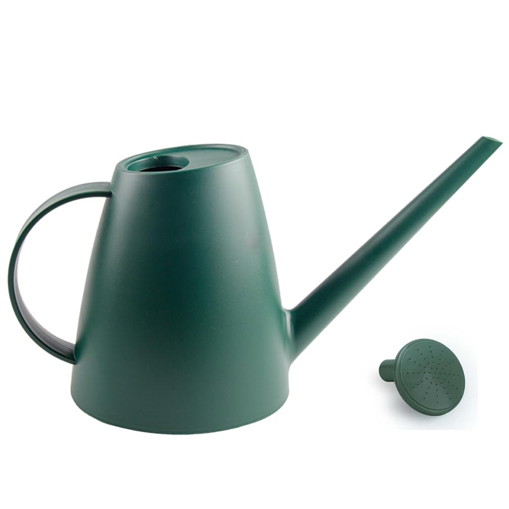 LOYUYU 1.8L Plastic Watering Can Small Lightweight Cute Indoor Outdoor Garden Plants, Watering Can with Shower Head Dark Green