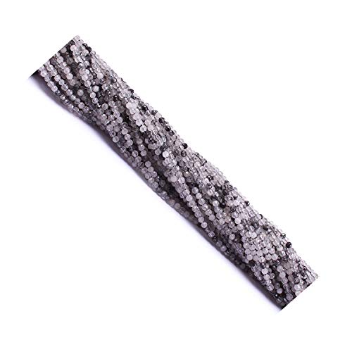 Rutile noir 2mm perles rondes à facettes pour collier et bracelet DIY