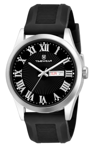 Image of TIMEWEAR Roman Track Dial, Day & Date Functioning, Silicone Strap Analog Watch for Men