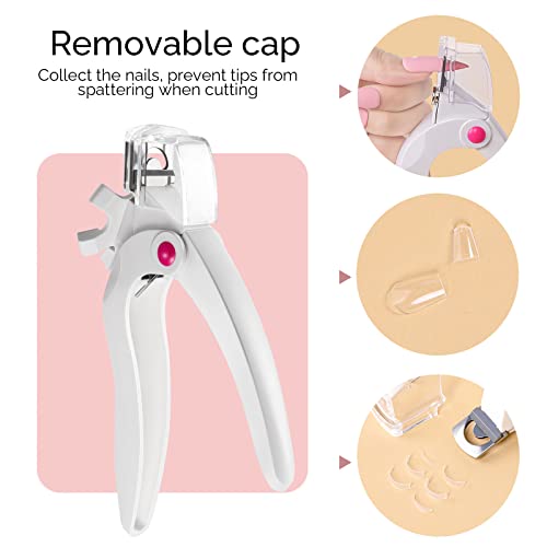Melodysusie Nail Clippers For Acrylic Nails, White Adjustable Stainless Steel Acrylic Nail Clippers, Professional Rotary Nail Cutter For False Nail Tips, Manicure Nail Salon Tool #TOP3