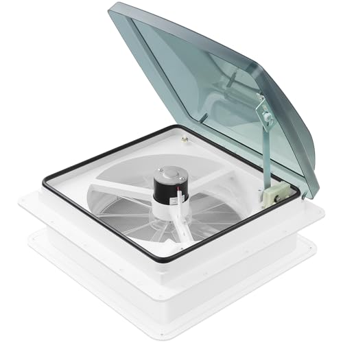 Kohree 14' RV Vent Fan 10 Speed Reversible Manual Lift: 12V Super Quiet RV Roof Vent Fan for Camper Trailer Bathroom, RV Exhaust Fan with 10 Blades (NO REMOTE)