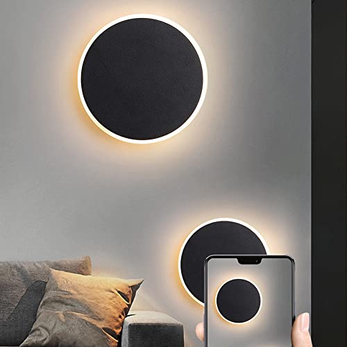 Lampara de pared de metal negro premium circular para iluminacion decorativa 4