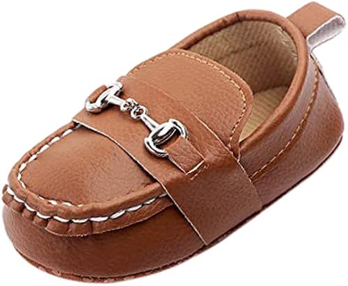 QIETION Baby Girls Boys Loafers, Cute Newborn Crib Shoes, PrewalkerPU Sneakers, Perfect for Baptism/Crawling/Wedding Brown 12-18 Months V201-BR13