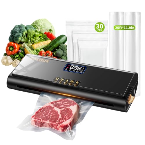 Updated Patented Food Preserver Vacuum Sealer Fully Automatic Heat Sealer Machine, Multi-Functional Food sealer Machine Food Bag Sealer with 20ft Bags 30 Vacuum Bags