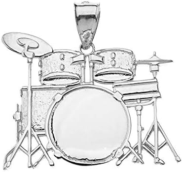 Polished 925 Sterling Silver Miniature Drum Set Music Charm Pendant image 5