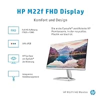 HP M22f Monitor - 21,5 Zoll Bildschirm, Full HD IPS Display, 75Hz, 5ms Reaktionszeit, VGA, HDMI 1.4, Silber/schwarz – Ansicht 3