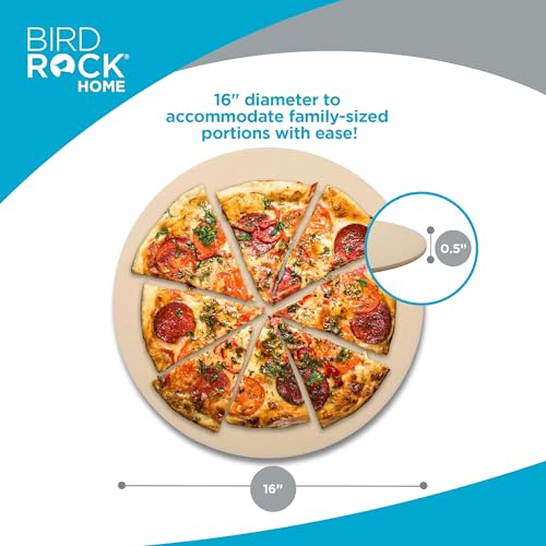 BIRDROCK HOME Pizza Stone for Oven and Grill | 16" Cordierite Baking Stone for Cooking, Bread, Pie, BBQ | Indoor - Outdoor | Grill, Smoker, Toaster Use | Ceramic Sheet for Crispy Crust (Round) by BIRDROCK HOME - Image 3