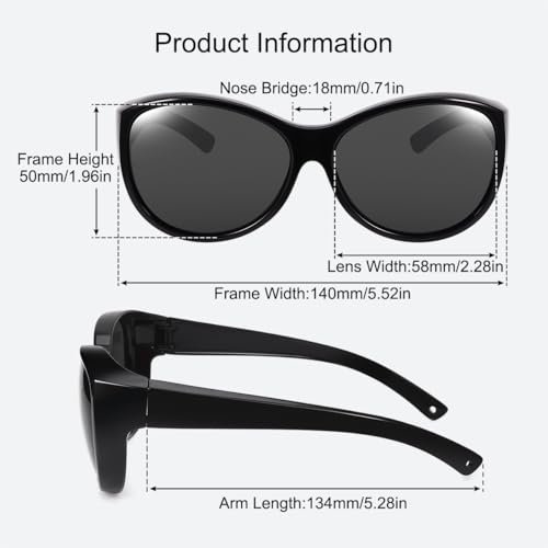 Image of Br'Guras Polarized Oversized Fit over Sunglasses Wear over Glasses for Women Men Driving Riding
