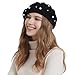 ZARSIO Women Beret Pearl Elegant Sweet Artist French Style Beret Beanie Cap (Black)