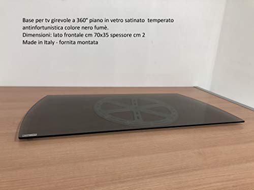 Tecnidea - Base de TV giratoria también para PC, Superficie de Cristal Templado Negro Ahumado, Dimensiones 70 x 36 cm, Capacidad 25 kg