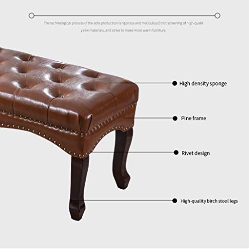 Tabouret ottoman en cuir café clair pour entrée et lit - 8
