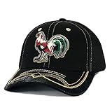 Mexico Hat Mexican Rooster Embroidered Mesh Trucker Snapback Curved Bill Baseball Cap (Black -...