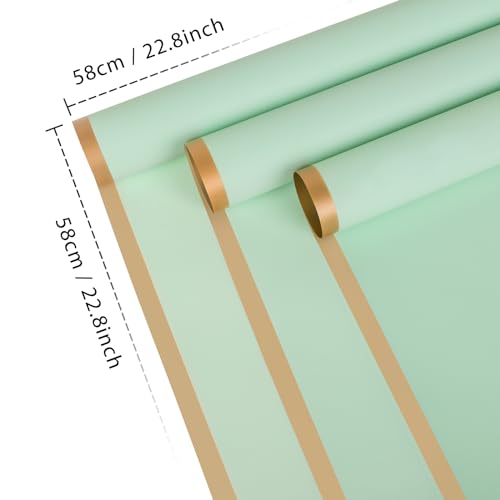 FUHITIM 20 Sheets Flower Wrapping Paper - Waterproof Floral Bouquet Wrapping Paper, Florist Supplies Packaging Paper for Wedding Birthday Gift DIY (Light Green)