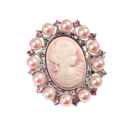 Broche camée bleue et rose avec strass pour raviver un manteau trop sobre