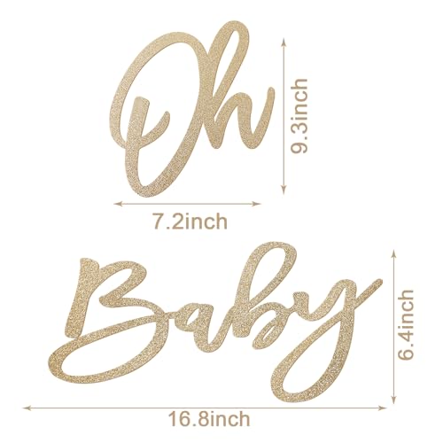 Image of 'Oh Baby' Sign for Backdrop - Felt Champagne Gold Baby Shower Banner Boy Girl Decorations Gender Reveal 1st Birthday Party Photography Background