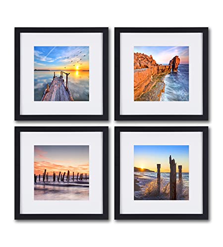 Seascape Canvas Prints Wall Art Photos Printed On Canvas Sunrise Paintings Beach Sunset Decor Seaview Artwork Poster Sea Pictures 4 Piece Black Framed Off White Matte Colorful Wall Decor Home Decorations #TOP16