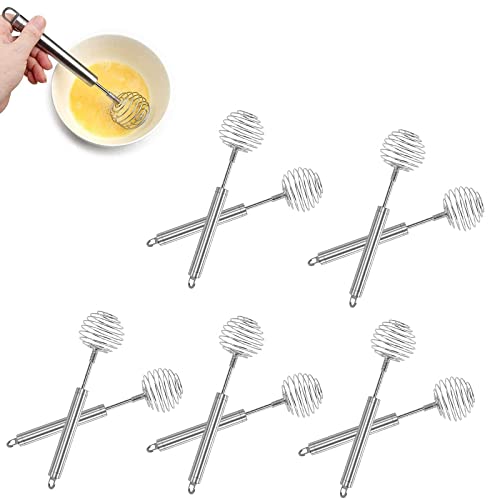 Dewlin Batidor de Varillas de Silicona, 10 Piezas Alambre Batidor de Acero Inoxidable, Varillas de Batir de Huevos, Batidor de Huevo Manual, Utilizado ​para Mezclar Leche/Huevos/Mantequilla/Crema Cover