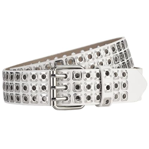 Women's Metal Adjustable Grommet Belts Faux Leather Belt Fashion Steampunk Buckle Cyberpunk Groove Belt