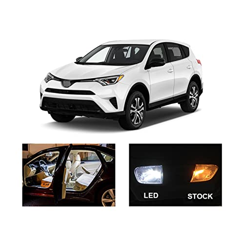 XKHSD, Kit de Bombillas de Domo de Mapa de luz Interior LED Blanco de 10 Piezas para Toyota RAV4 2013-2015 2016 2017 2018 2019 lámpara de Licencia de Carga de Maletero, Ice Blue
