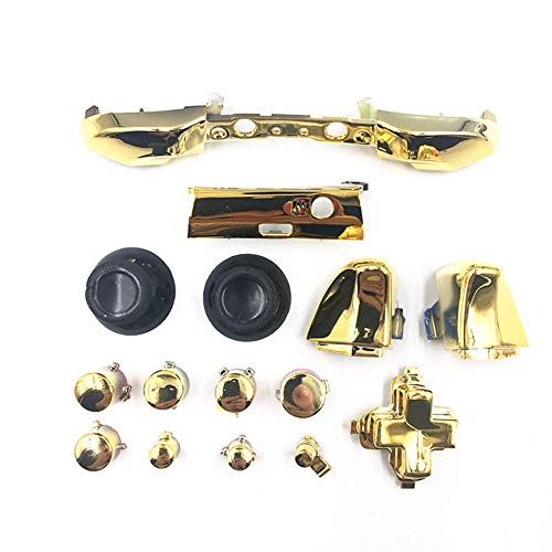 Image of Full Set Chrome Dpad Triggers Buttons RT LT RB LB Button ABXY Buttons with Thumbstick for Xbox One Slim Xbox One S Controller Replacement with T6 T8 Screwdriver (Gold)