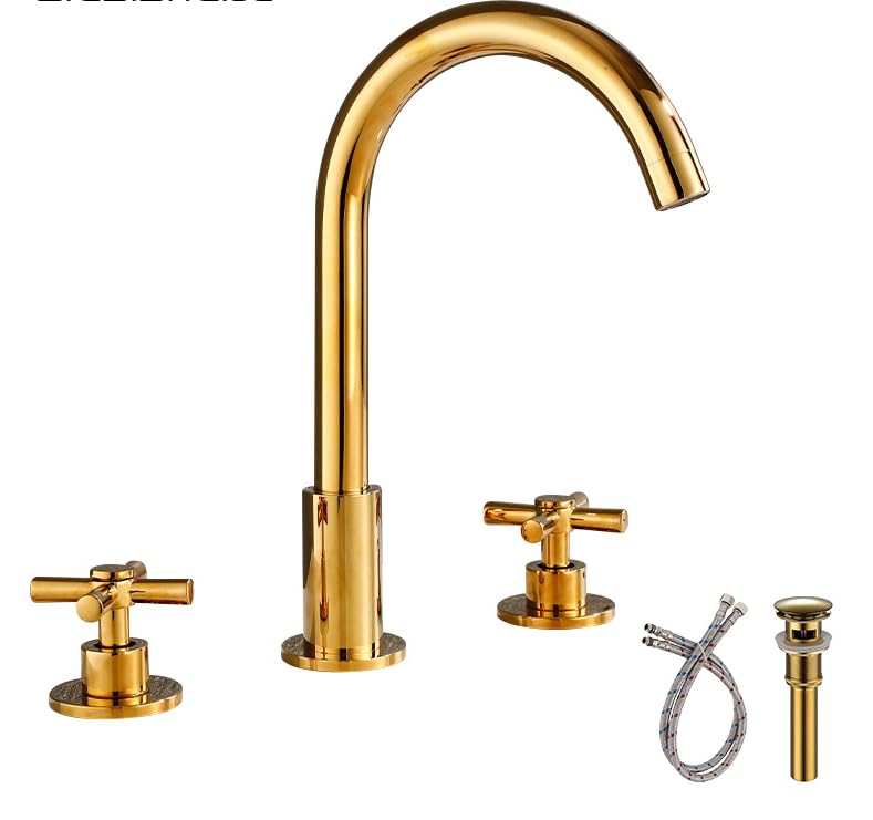 Robinet à trois trous or pour une salle de bain style rétro chic