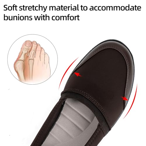 Image of Women's Orthopedic Loafers Stretchy Slip-on Comfort Walking Work Flat Shoes for Bunions
