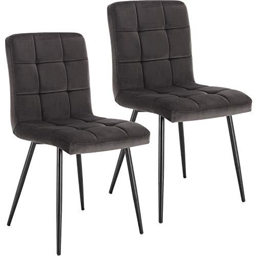 Preisvergleich Produktbild Lestarain 2 Stücke Esszimmerstühle, Samtstuhl Küchenstuhl Wohnzimmerstuhl Wohnzimmerstuhl Für Küche Wohnzimmer Esszimmer Büro Dunkelgrau