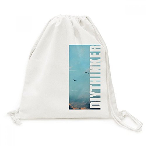 Sac toile à cordon oiseau blanc ciel pliable et résistant pour vos loisirs