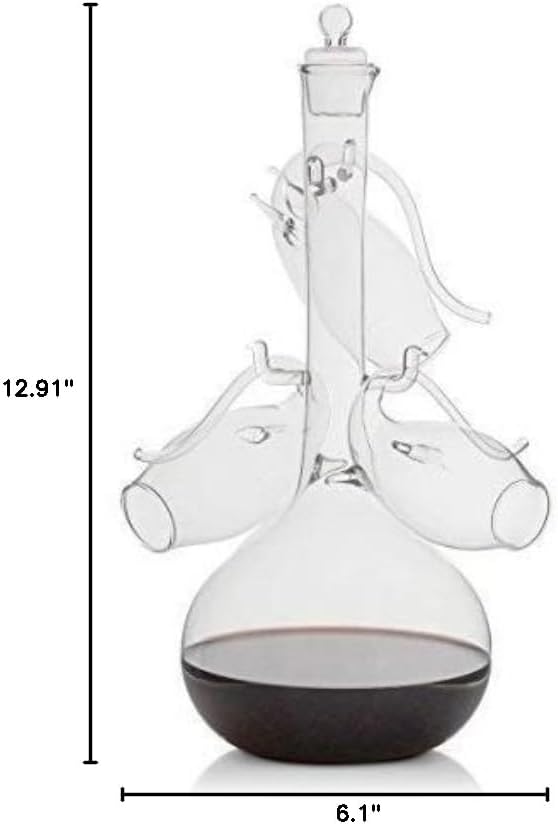 The Wine Savant Crystal Port, Sherry and Dessert Wine Glasses Sippers & Decanter, Cordial Schooner Sippers Aperitif & Nosing Copitas Tasting - After Dinner Drink Glassware Set of 4, 3 oz Sippers