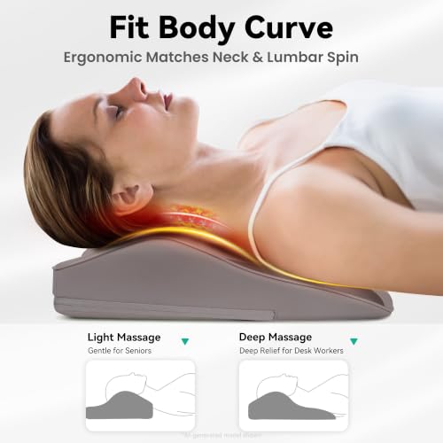 Image of Snailax Back Massager with Heat, Shiatsu Deep Kneading Massage Pillow with 3 Intensities, 3 Heat Levels & Bi-Directional Rotation for Lower Back, Neck, Shoulders and Legs Gift for Women Men, Beige