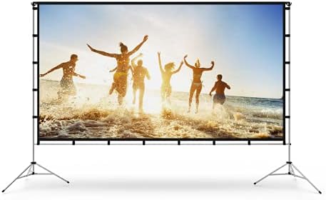 Projector Screen with Stand, Vamvo 120 inch Portable Foldable Projection Screen 16:9 HD 4K Indoor Outdoor Projector Movies Screen with Carrying Bag for Home Theater Camping and Recreational Events