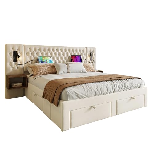 dowowdo Cama tapizada sofá cama extensible 90 x 200 cm, 90 x 200 cm, cama de invitados con somier, diván y sofá en uno, alta capacidad de carga 300 kg, color beige