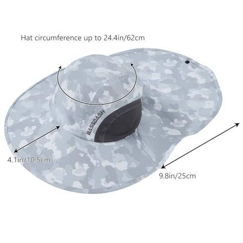 Image of BASSDASH UPF 50+ Unisex Water Resistant Wide Brim Sun Hat with Large Neck Flap Ponytail Fishing Hat for Men Women