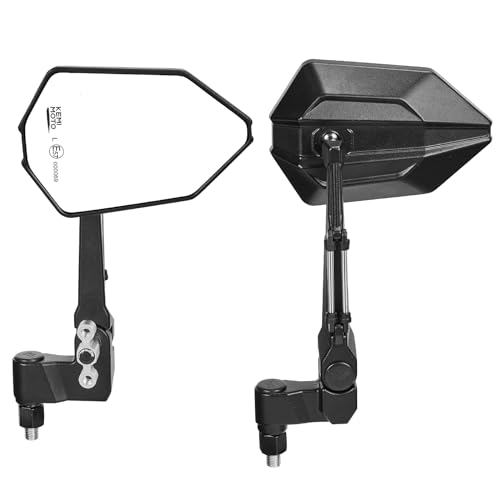 KEMIMOTO バイク ミラー 左右セット 10mm 8mm 汎用 取付簡単 360°調整可能 車検対応 可動式ミラー ホンダ/カワサキ/スズキ/モンキー/ハンターカブ/グロム/セロー/クロスカブ/MT-07/MT-09/pcx シルバー ブラック KM