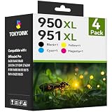 950XL and 951XL Ink Cartridges Combo Pack (4 Pack) Replacement for HP 950XL 951XL Ink Cartridges for HP Printer Works for 8600 Officejet Pro 8610 8620 8630 8100 8615 Black Cyan Magenta Yellow