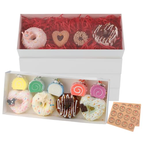 KGVZPT 20Pack 12x4.8x2 Inches Clear Chocolate Covered Strawberries Boxes Cookie Boxes with Window White Macaron Boxes for 12 Cookies Truffle Donuts for Wedding Father's Day Gift,Slide out