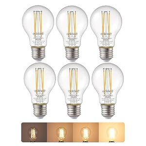 EDISHINE 6 Pack E27 Dimmable LED Edison Bulbs, E27 LED Bulbs Large Edison Screw, 6.5W 2700K Warm White, Flicker Free Energy Saving for Chandelier, Table Lamp