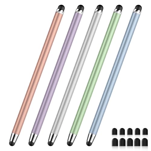 Image of Stylus Pen for Touchscreen,5 PCS Stylus,2-in-1 Stylus Pen for iPad, High Sensitivity Precision Suitable for Touch Screens of iPhone /ipad /Android Tablet(Silver /Blue /Rose Gold /Purple /Light Green)