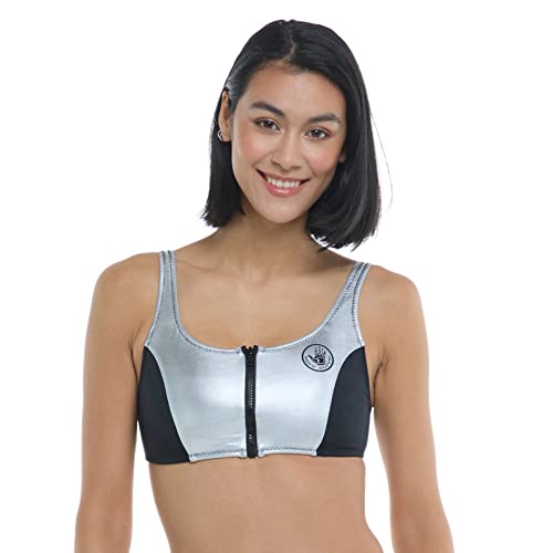 Body Glove Women's Standard The 91 You Spin Me Zip Front Bikini Crop Top Swimsuit, Silver, X-Small #TOP30
