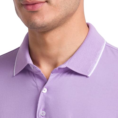 Image of Park Avenue Men Cotton Slim Fit Solid Pattern Polo Neck Casual T-Shirt