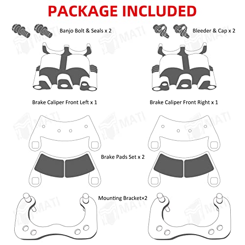 Image of M MATI Rear Left Right Brake Calipers for Polaris Ranger 570 700 800 6x6 900 1000 Crew Diesel RZR 4 900 MVRS 700 800 1911762 1911764 1911765