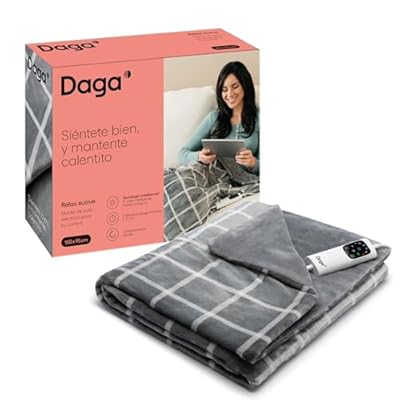 Daga Relax Suave, Manta térmica eléctrica de Sofá, Tecnología Intellisense, Tejido terciopelo, Multi Temporizador, 6 Niveles de Temperatura, 150x95 cm | Ya disponible en tu tienda friki favorita! En mundofriki.es!