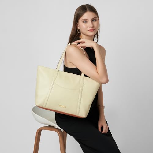 Image of Caprese Jimny Horizontal 16 Inch Laptop Compatible Large Tote Bag for Women with Comfortable Straps | Stylish Shoulder & Handheld Bag | Multi-Compartment Design for Work, Travel