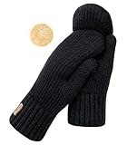 YUHAN PRETTY Winter Mittens for Women Warm Fleece Cozy Knit Thick Thermal Wool Snow Gloves & Mittens for Cold...