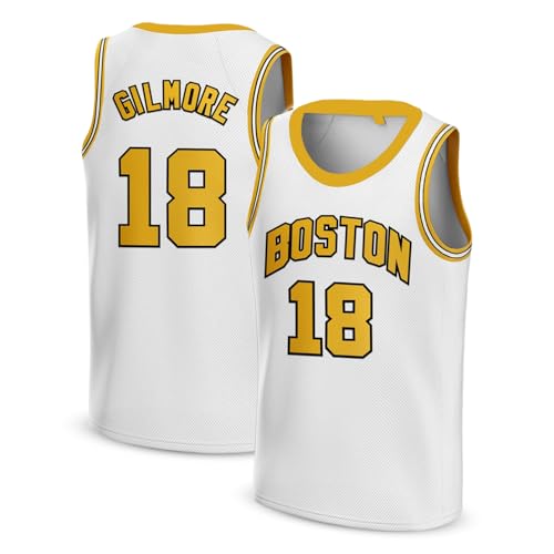 Happy Gilmore #18 Jersey Boston Adam Sandler 1996 Movie Basketball Stitched, 90S Hip Hop Clothing for Party, White, XL