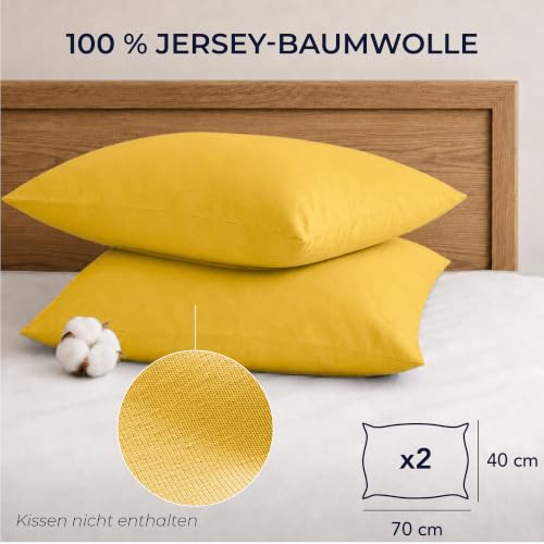 Dreamzie - Kissenbezug 40x70cm - 2er Set - 100% Baumwolle - Gelb – Ansicht 2