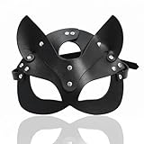 NAOPSY Leather Cat Mask Cat Eye Mask Masquerade Mask Cat Face Mask Giant Cat Mask Cat Masks for Adults Kids Black Cat Cosplay Cat Woman Accessories Halloween Costumes for Women Cat
