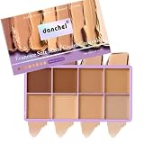 8 Colors Cream Concealer Foundation Palette, Natural Matte Long-Wearing Smudge Proof Waterproof Blendable Full Coverage Cream Contour Highlighter Color Correcting Concealer Foundation Palette Makeup